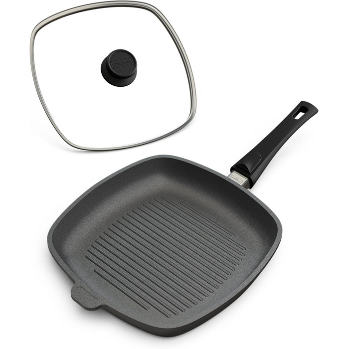 Сковорода Hoffmann для індукційних плит з кришкою 28 x 28 см, Made in Germany, для духовки до 250°C, антипригарне покриття, не деформується, площа приготування 23 x 23 см