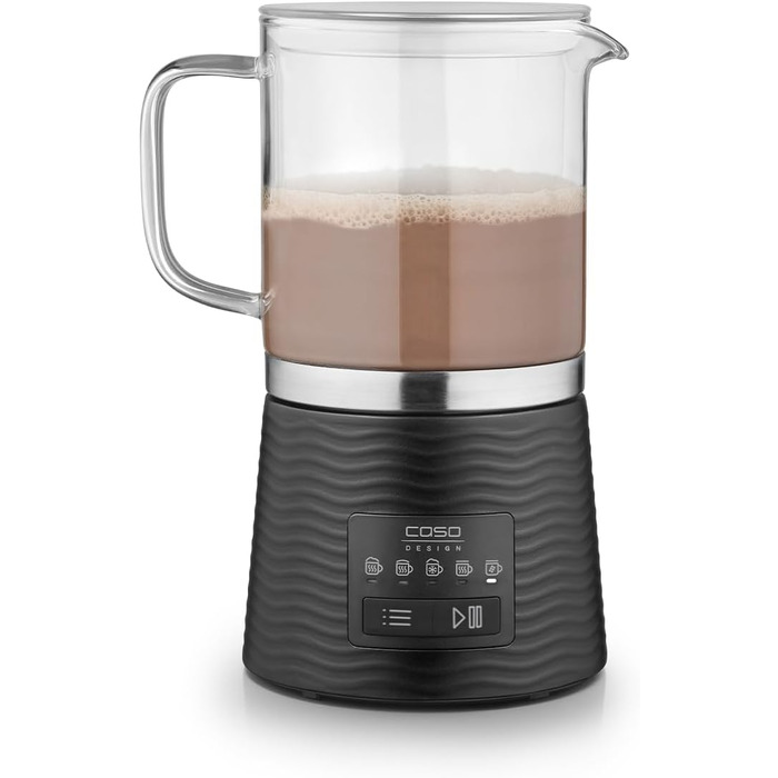 Електричний спінювач молока CASO CappuLatte: гарячий та холодний молочний пінок, 5 функцій, знімний скляний контейнер, для какао та гарячого шоколаду