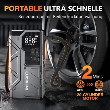 Powerbank з компресором Lucklike 150PSI, 5000A для авто, мото, газонокосарки (10.0л/8.0л Diesel)