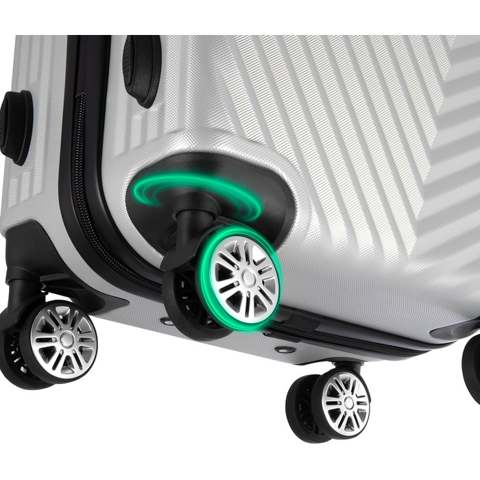 Набір валіз xRace 3-частинний ABS, 20/24/28 дюймів, ручна поклажа, TSA замок, 360° колеса, стійкий до ударів, преміум підкладка (срібний)