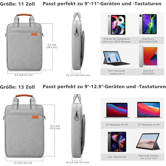 Водонепроникна сумка для ноутбука NIDOO для 12-13 дюймових MacBook, iPad, Surface, Galaxy, XPS, MatePad (сірий)