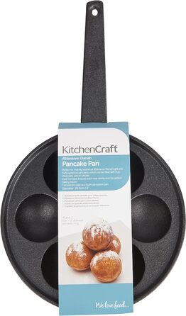 Сковорода KitchenCraft Aebleskiver з 7 отворами, в тому числі за рецептом Aebleskiver, чавунна, 20,5 см