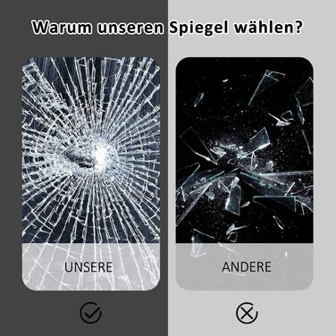 Круглий дзеркало Boromal Schwarz з ремінцем для стіни, великий, 50x70 см. Підходить для ванної кімнати, вітальні, спальні, передпокою.