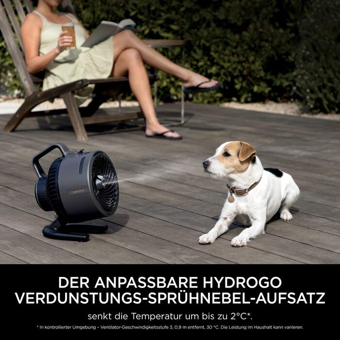 Портативний освіжувач повітря Shark FlexBreeze HydroGo з бризком, безшумний, для дому та вулиці, легкий, з регульованим потоком повітря до 20 м, з фільтром FA050EU