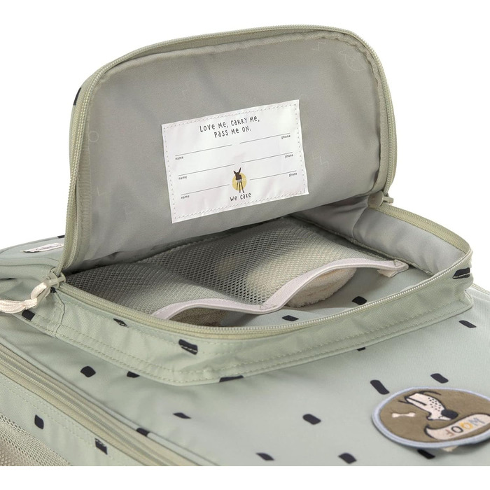 Дитяча валіза-візок LSSIG з телескопічною ручкою та колесами для дитячої ручної поклажі/візка (Happy Prints Olive)
