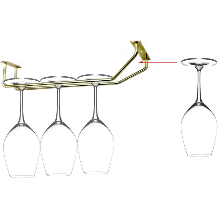 Набір тримачів для келихів RedDreamer (4 шт.), золото, для шафи, кухні, бару, 27.7 см, нержавіюча сталь