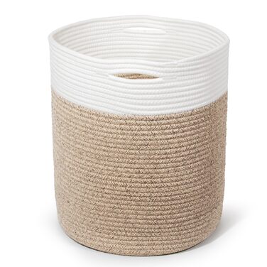 Кошик для білизни 32л з бавовни з ручками (34x40см), плетений кошик для зберігання, коричневий