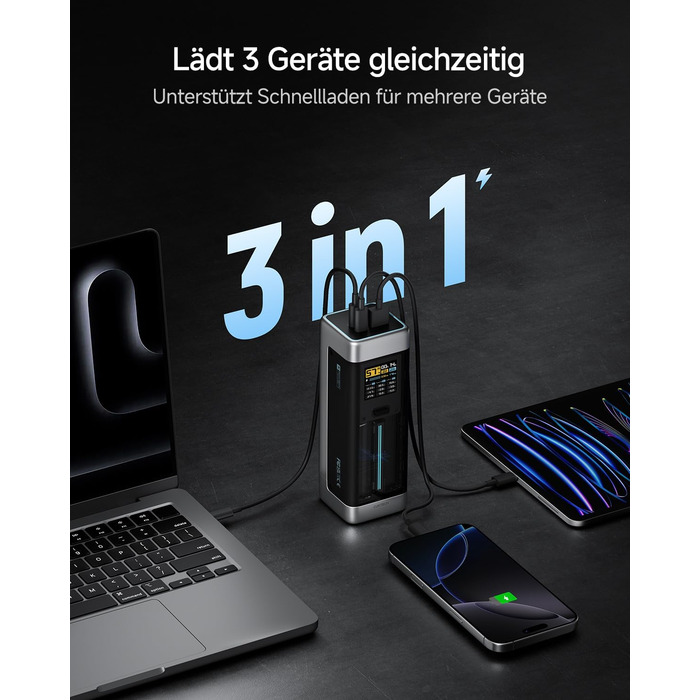 Power Bank CUKTECH 20: 25000mAh, 140W, PD3.1, 3 порти, Digital Display, USB-C для MacBook, Xiaomi, Galaxy, iPhone