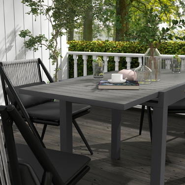 Зовнішній стіл для саду, стійкий до погодних умов, 162 x 80 x 75 см, сірий