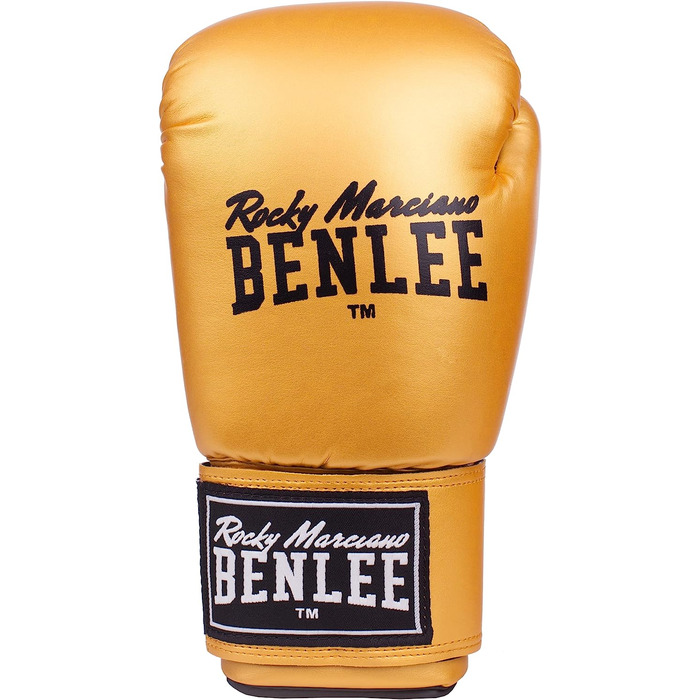Боксерські рукавички Бенлі Роккі Марчіано тренувальні рукавички Родні (14 унцій, Золото / Чорний)