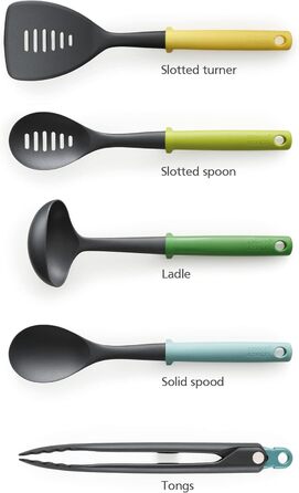 Набір кухонних аксесуарів Joseph Joseph Duo (5 шт) з підставкою, силіконові ручки, термостійкий, Opal