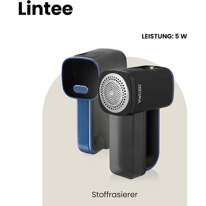 Електричний видалення ворсу ZEEGMA LINTEE BLACK для різних тканин, 5W, 3 набори лез, 3 швидкості, контейнер 100 г, LCD дисплей, акумулятор 1800 mAh, LED підсвічування, USB-C кабель