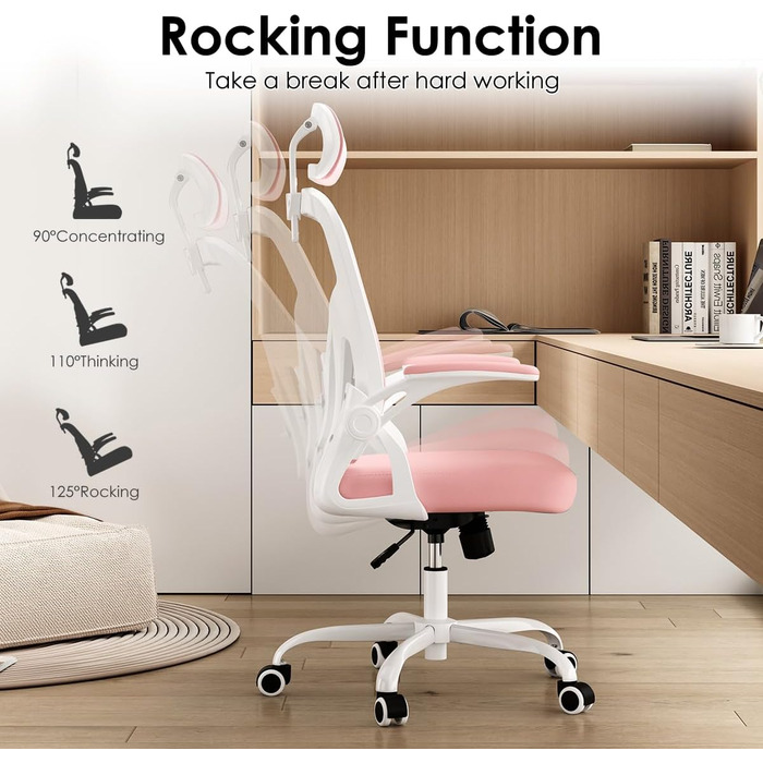 Ергономічне крісло Farini з підлокітниками для офісу та дому, з роликами та підголівником (світлороже)