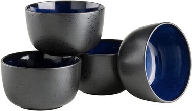 Набір MSER Niara, вінтажний, керамічний, сірий/чорний (миски для круп, синій/чорний)