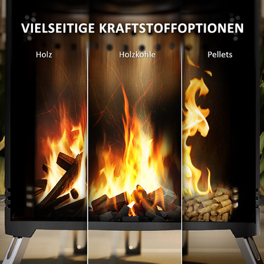 Вогнева чаша діаметром 16 см та висотою 25 см з нержавіючої сталі. Вогнева чаша з гачком для шампурів, без диму, чорного кольору.