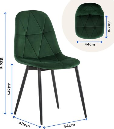 Набір обідніх стільців Lestarain (4 шт.) з підлокотниками, для кухні, вітальні, обідньої кімнати. М'які стільці з оксамитовим покриттям, металевий каркас, ергономічний дизайн, темно-зелений колір