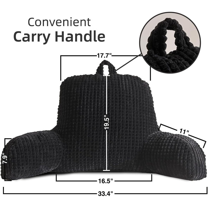 Крісло-мішок Holawakaka для дорослих з підлокітниками та спинкою, чорний, великий - для читання, відпочинку та роботи за ноутбуком
