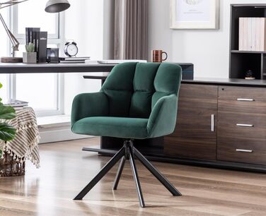 Офісний стілець Chairus обертовий оксамитовий зелений з металевими ніжками, без коліс для кабінету