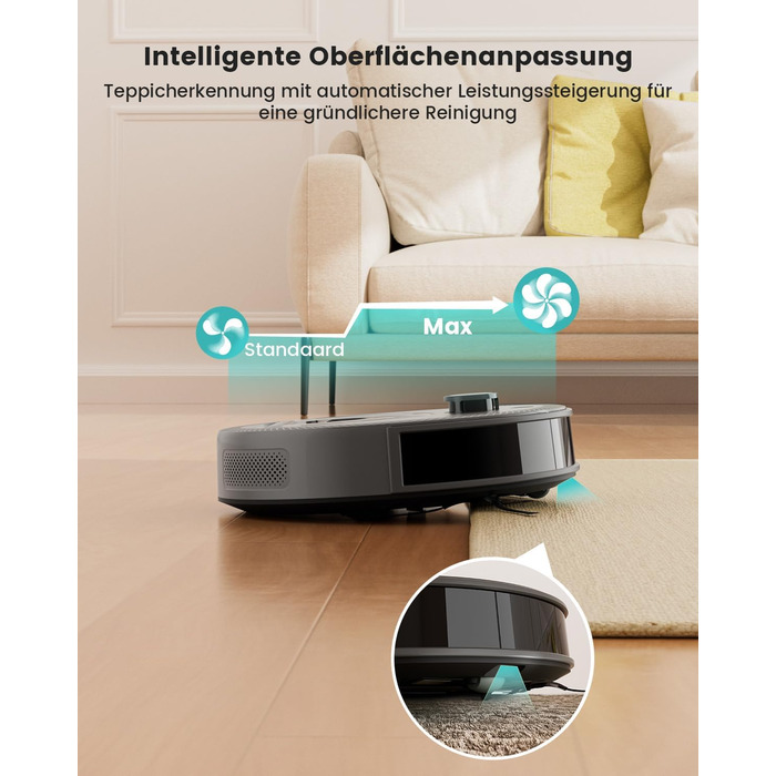 Робот-пилосос LEFANT M330 з функцією миття, 5000Pa, лазерна навігація, PSD-технологія, APP, 160 хв, для тварин, килимів, твердих підлог, сірий