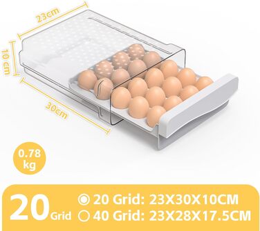 Контейнер для яєць Deecam: органайзер для холодильника на 20 яєць, прозорий, білий