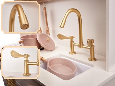 Дерев'яна дитяча кухня з мийкою, духовкою та витяжкою, з сосни та берези (Модель 2)