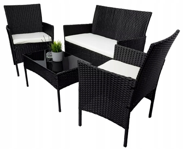 Комплект садових меблів Rino з ротанга, чорний, 7 предметів
