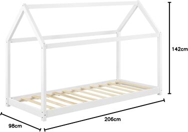Дитяче ліжко Netstal Hausbett Bodenbett з сосни, 90x200 см, білий колір, без матрацу