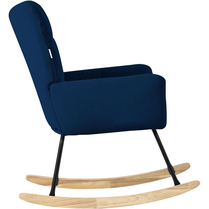 Крісло-гойдалка ML-Design з оббивкою під фліс, дерев'яні полози, блакитне. Крісло для відпочинку в вітальню, спальню або на балкон