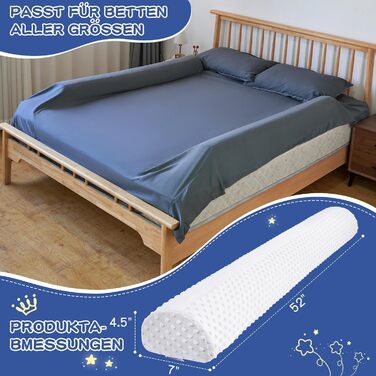 Бортик для ліжка дитячий захисний (2 шт, білий) - запобігає випаданню, знімний чохол, для немовлят та дорослих