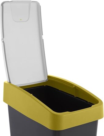 Сміттєвий бак преміум-класу keeeper з відкидною кришкою, м'який на дотик, магнієвий, графітово-сірий (25 л, Жовтий)