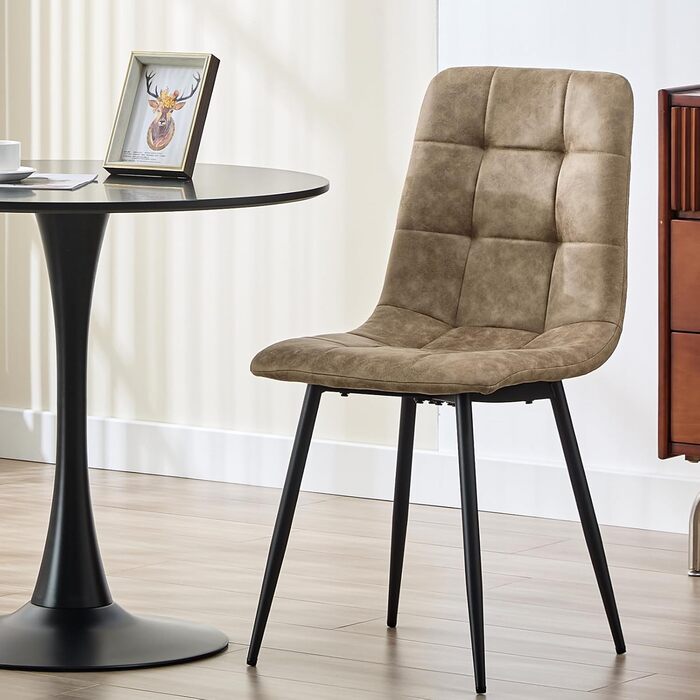 LEWE Комплект обідніх стільців для кухні та їдальні, сучасний дизайн, металеві ніжки, м'яке сидіння з технічної тканини (6 шт., жовто-коричневий)