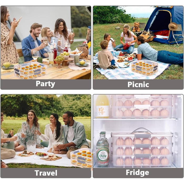 Контейнер для яєць з кришкою, 2-ярусний, 36 відділень, органайзер для яєць 