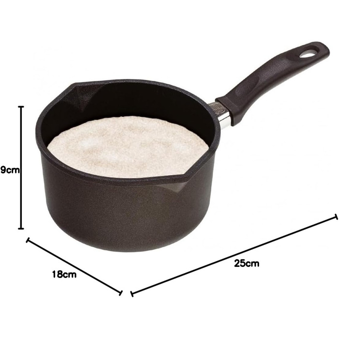 Каструля Gastroguss Milchtopf з нержавіючої сталі, Ø 18 см, 10 см висота, з міцною ручкою, Lotan® Antihaft, алюмінієвий лит, не для індукції, AMZN-918