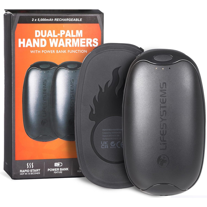 Грілки для рук LifeSystems Twin-Pack з Power Bank (2x5000mAh), USB/USB-C, 3 режими нагріву, до 9 годин