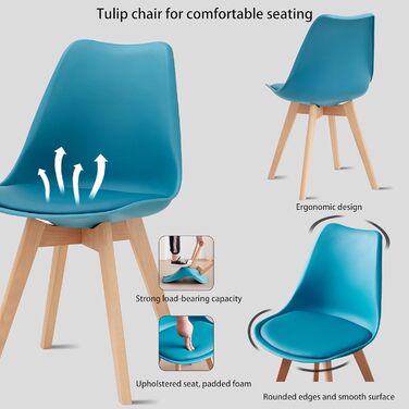 Набір обідніх стільців 6 шт., масивні дерев'яні ніжки, знімні подушки, кухонні стільці, сучасний дизайн (6 стільців)