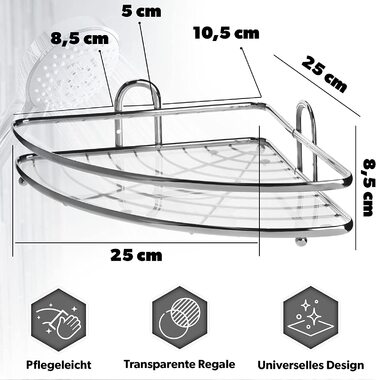 Кутова Полиця KADAX, сталева настінна кутова Полиця, кутова полиця для ванної кімнати, душова корзина, душова Полиця, душова Полиця настінне кріплення хром, органайзер для душу (1 поверх)