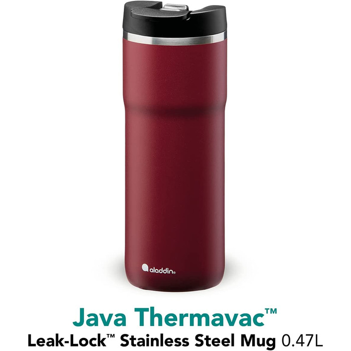 Блокування витоку Термос з нержавіючої сталі-герметична кружка-кавова кружка to Go Thermo-зберігає тепло протягом 4 годин-Без BPA - можна мити в посудомийній машині (Бургундія, 0,47 л)