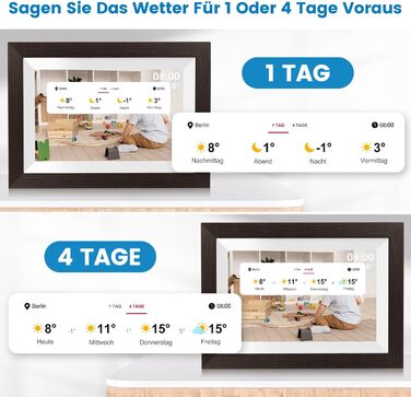 Цифровий фоторамка Mejasg 10.1 дюйма з Wi-Fi, 32GB, IPS сенсорний екран, автоповорот, для фото та відео, з дерева