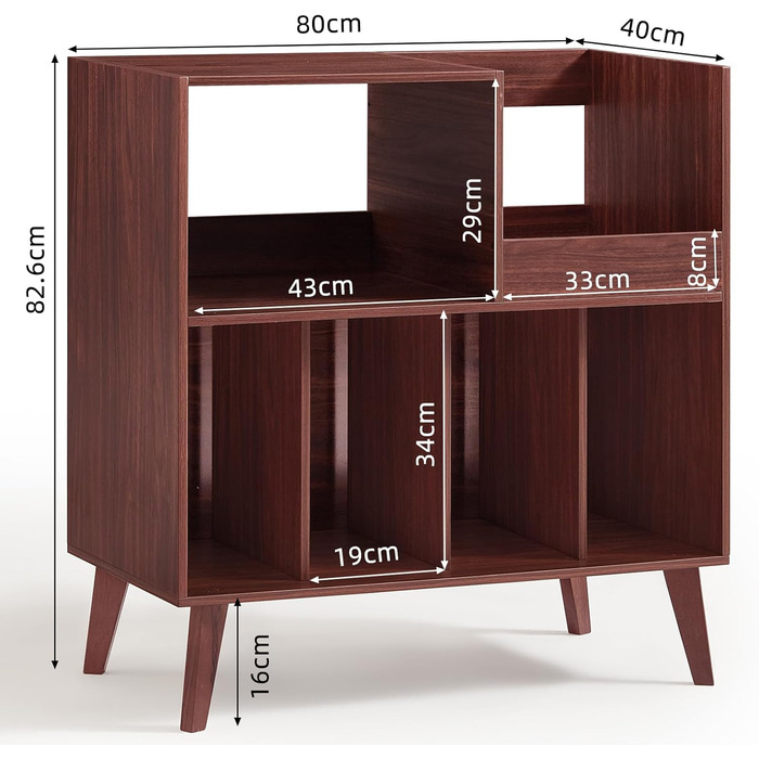 Стійка для платівок з полицями, органайзер для вінілових платівок на 300 альбомів, горіх