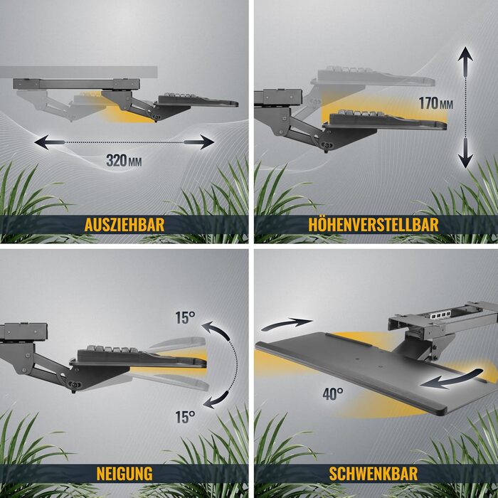 Підставка для клавіатури Ricoo - висувна, поворотна, настільна, універсальна, ергономічна, для ПК, CZ0200