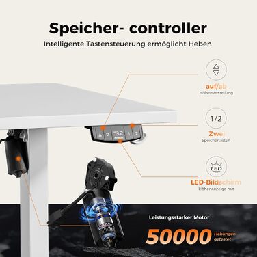 Регульований стіл Agilestic 160 x 80 см, електричний з пам'яттю, ергономічний, для комп'ютера, білий