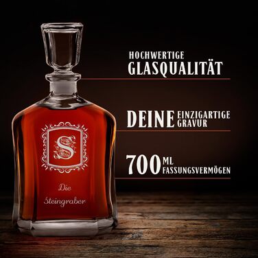 Мавертон Віскі Карафа + Набір склянок для віскі (2/4/6 шт.) з гравіюванням - 700 мл - Чудовий подарунок на весілля для пари