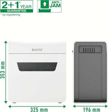 Leitz IQ 10X Premium Protect: Шредер для документів, 18л, 3 листи, мікроріз, для офісу та дому, білий