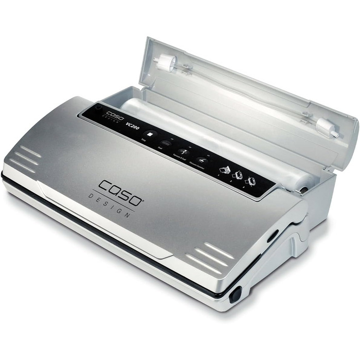 Вакууматор CASO VC200 для продуктів харчування з подвійним швом, вбудованим різаком та набором рулонів