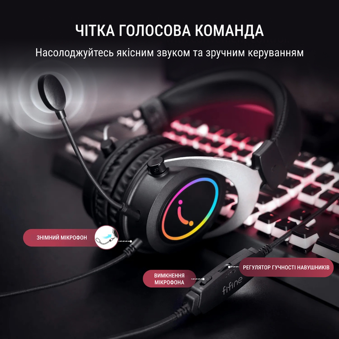 Гарнітура Fifine RGB H3W