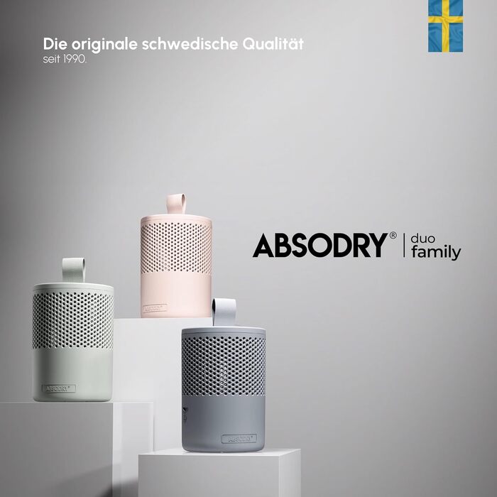 Безструменевий осушувач повітря AbsoDry до 25 м² - з поповнювачем, з переробленого пластику. Ідеально для вітальні, ванної кімнати, підвалу. Осушувач повітря для дому