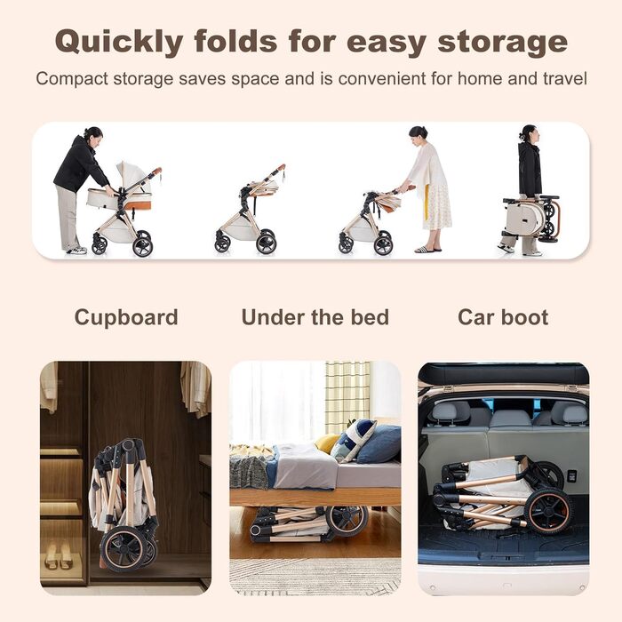 Дитячий візочок Zkipm 3 в 1, комплект з люлькою, автокріслом, функція складання, регульована спинка, великий капюшон, до 15 кг, 0-3 роки (8-V8-ISOFIX-Блакитний)