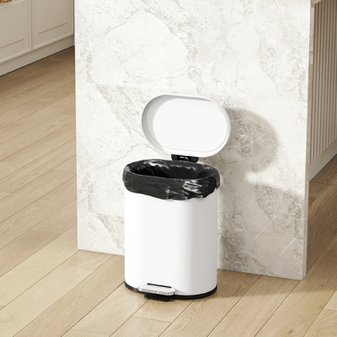 Відро для сміття 12 л з педаллю, внутрішнім відром, м'яким закриттям кришки, біле (30 x 25,5 x 37,5 см)