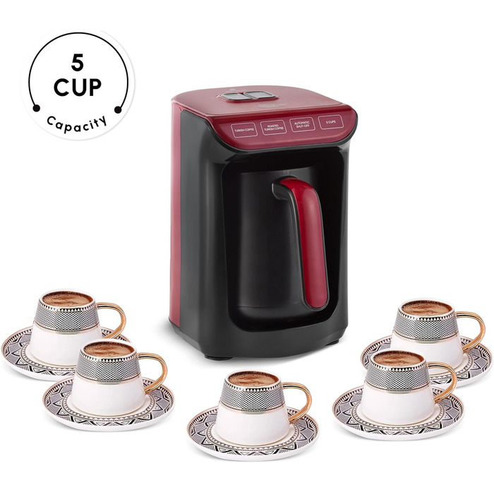 Кавомашина KARACA Hatır Roast для приготування турецького кави, рожеве золото, 5 чашок, 535W, з системою попередження, рожевий