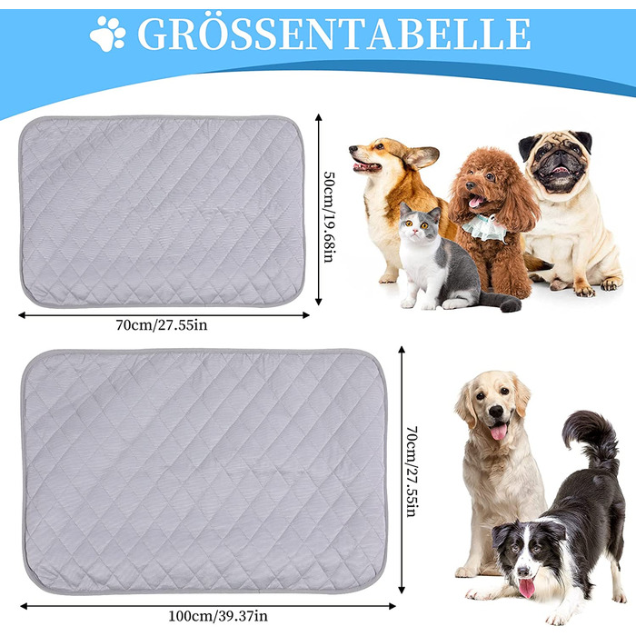 Охолоджуючий килимок NIBESSER для собак килимок для охолодження собак самоохлаждающийся килимок для собак кішок килимок для охолодження домашніх тварин м-50x70 см сірий